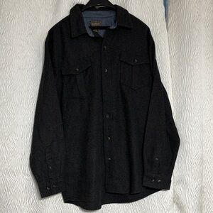 C.E. Schmidt Workwear Men's Button Up Shirt, Wool Blend Gray Long Sleeve-Size L